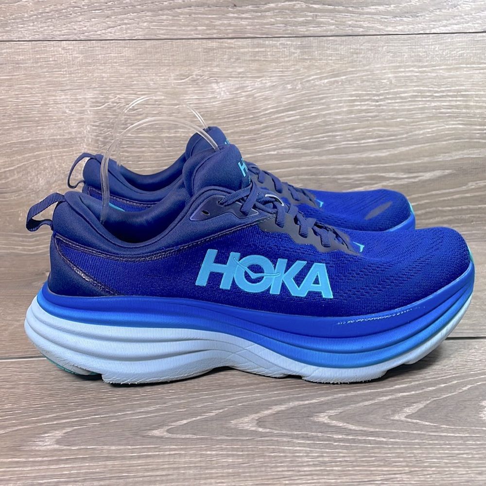 Hoka One One Bondi 8 Mens Size 11.5D Bellwether Blue Bluing Running Sneakers - Picture 1 of 13